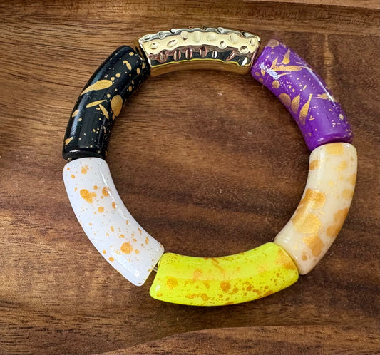 Bracelet tubulaire multicolore doré