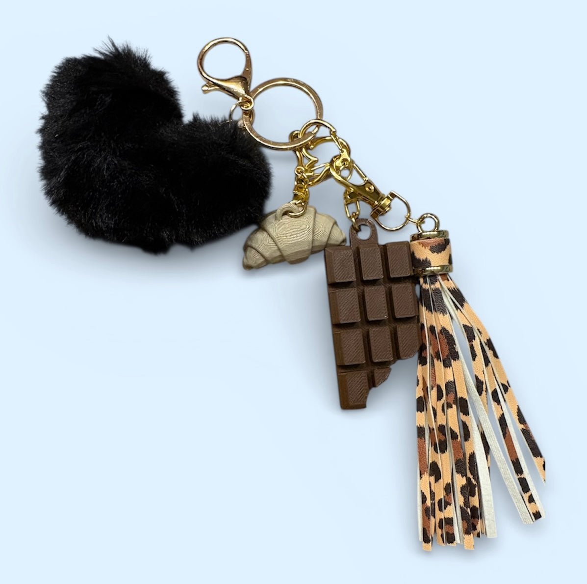 Bijou de sac coeur noir croissant et chocolat