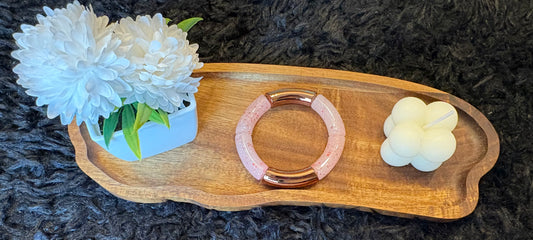 Bracelet tubulaire rose orangé tacheté bronze