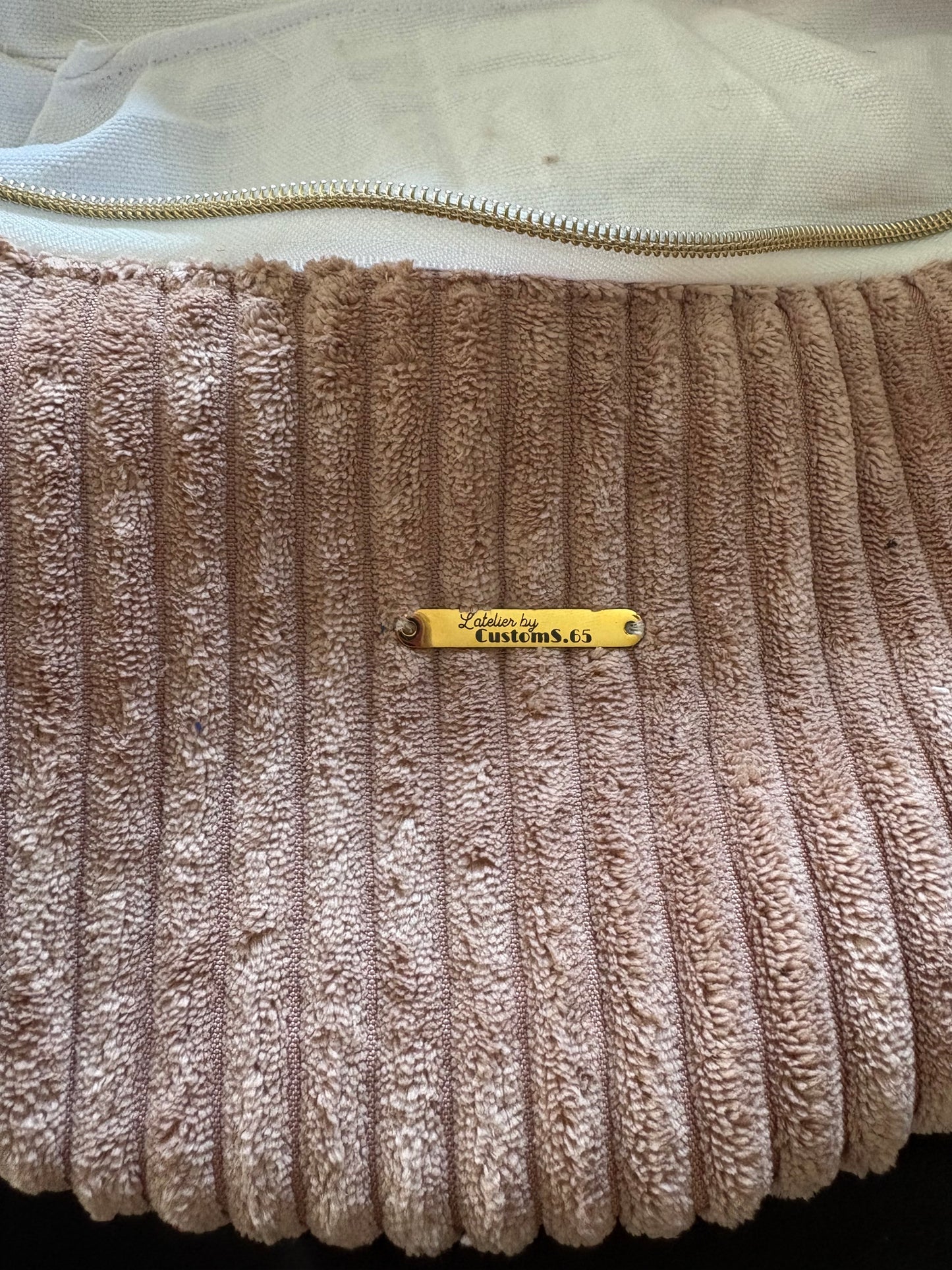 Sac banane XXL velour côtelé rose pâle