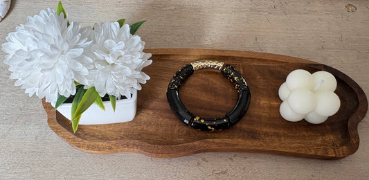 Bracelet tubulaire noir doré