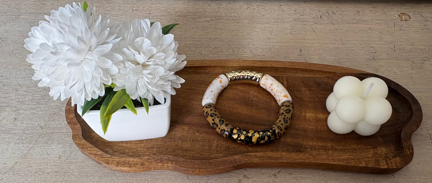 Bracelet tubulaire léopard doré