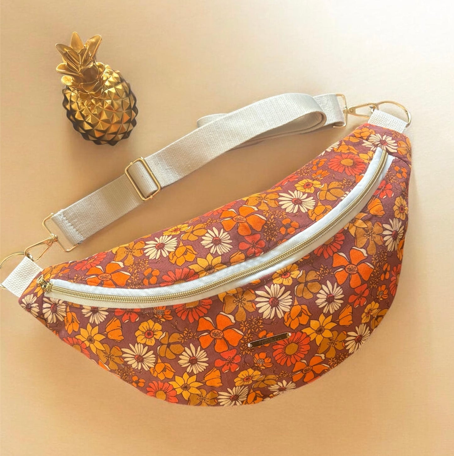 Sac banane XXL fleurie style rétro