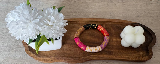 Bracelet tubulaire multicolore doré