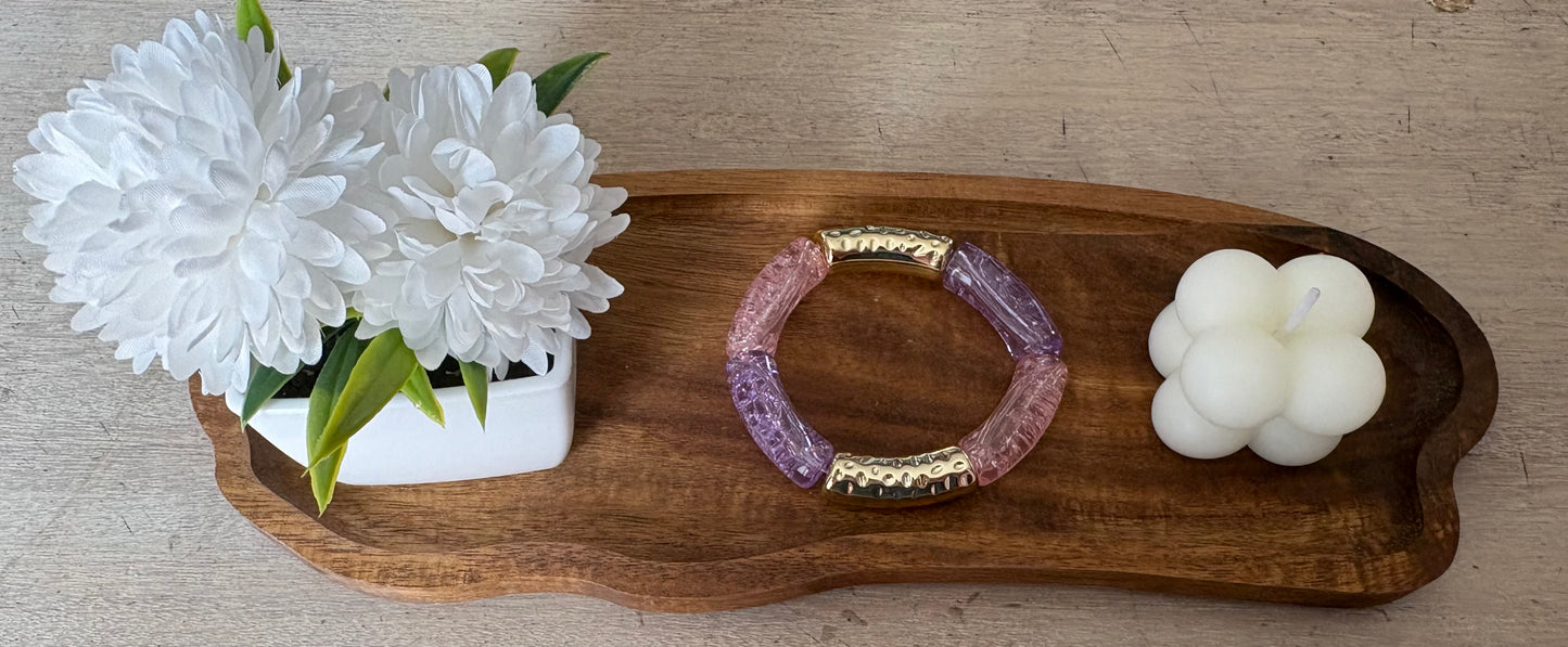 Bracelet tubulaire violet rose doré