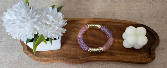 Bracelet tubulaire violet rose doré