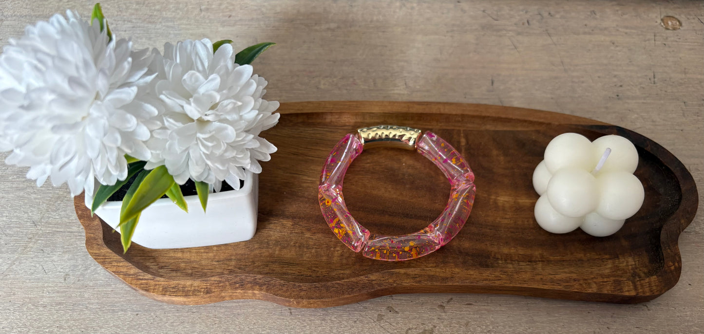 Bracelet tubulaire tâcheté orange/rose
