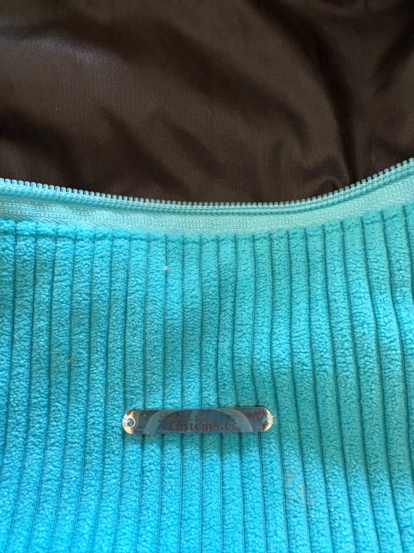 Sac banane XXL velour côtelé bleu ciel