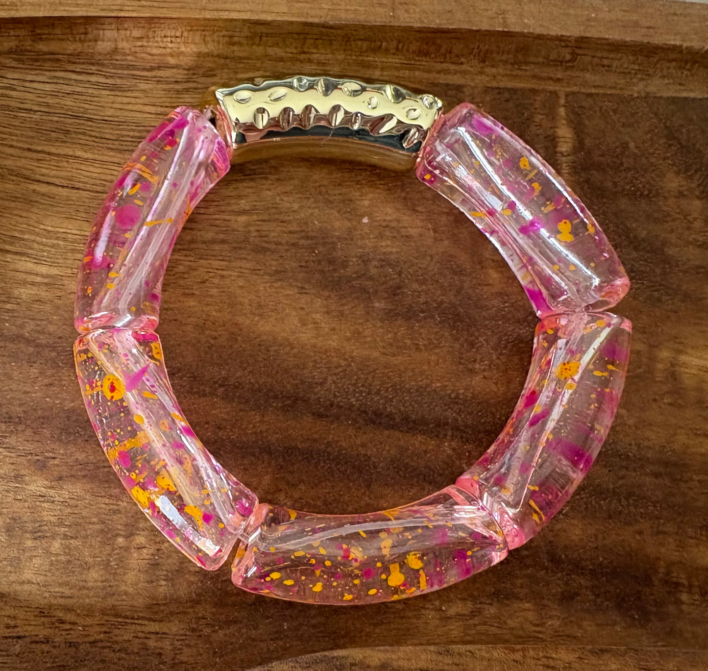 Bracelet tubulaire tâcheté orange/rose