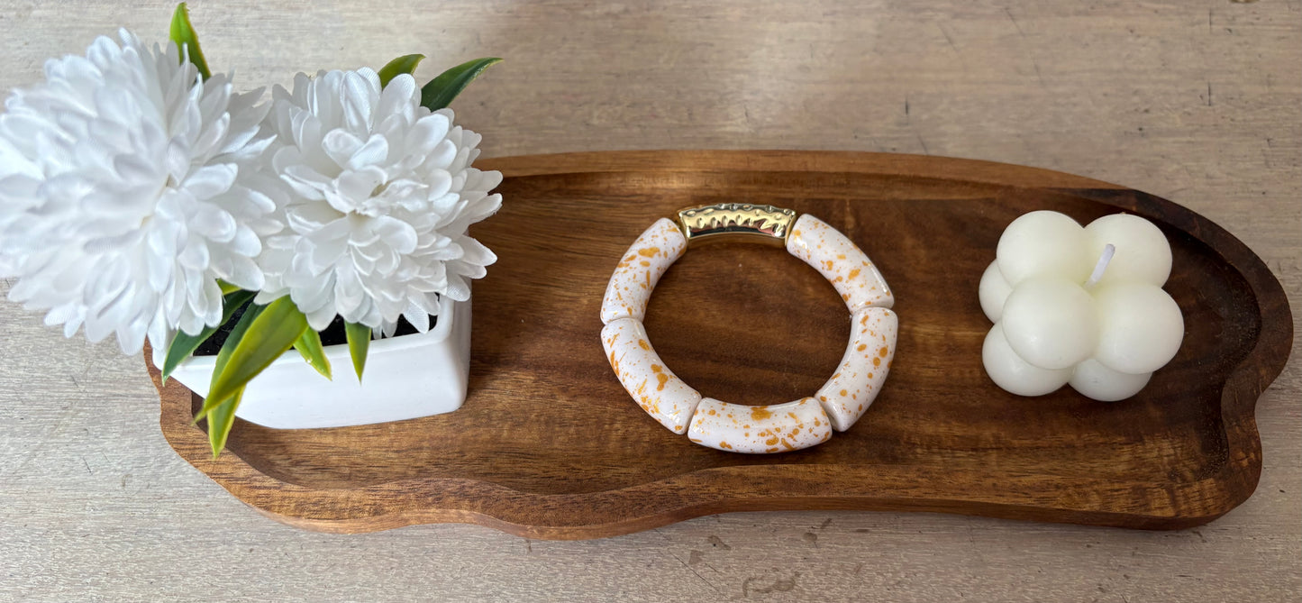 Bracelet tubulaire blanc doré