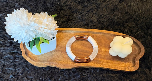 Bracelet tubulaire blanc + bronze