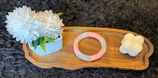 Bracelet tubulaire blanc et rose