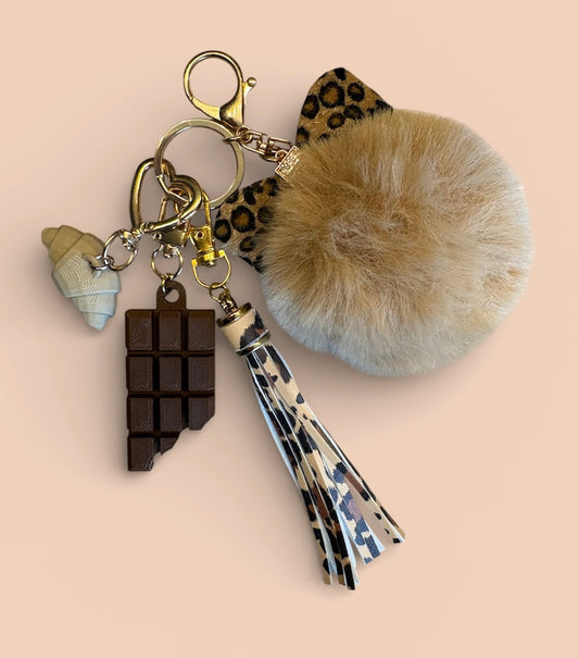 Bijou de sac croissant et chocolat léopard