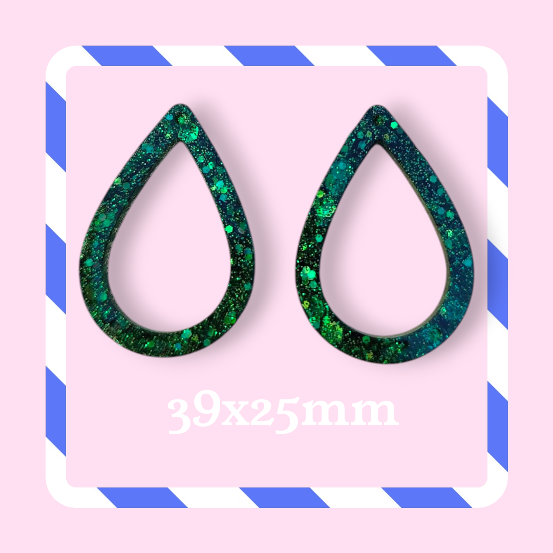 Charms gouttes (ou inversé) paillettes vert foncé