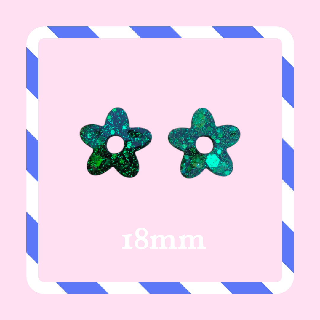 Charms petites fleurs paillettes vert foncé