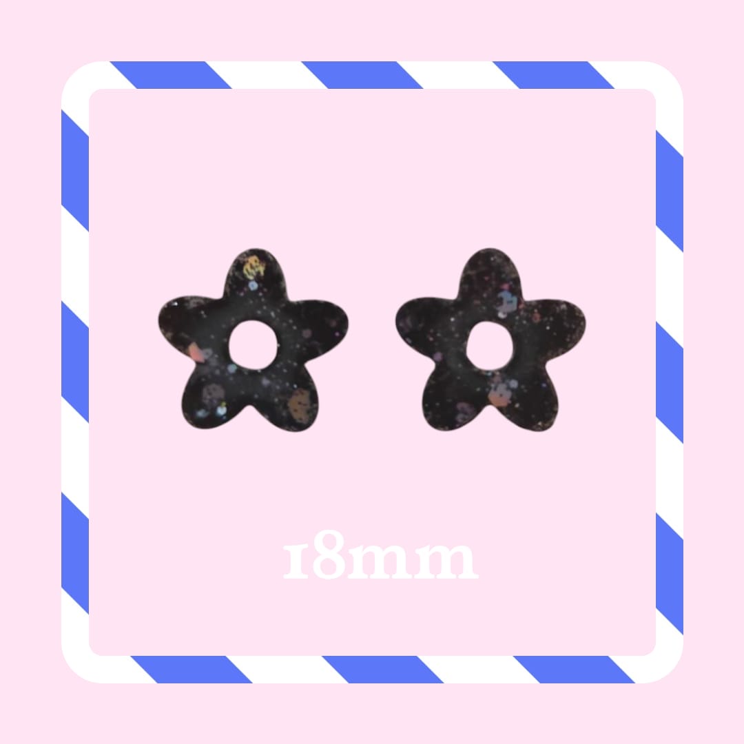 Charms petites fleurs paillettes noir scintillant