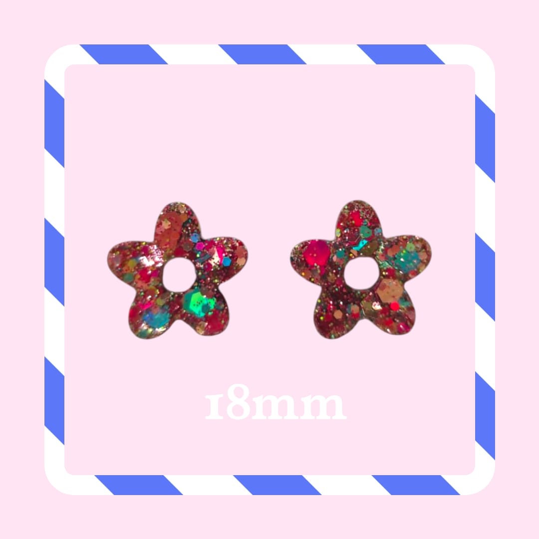 Charms petites fleurs paillettes bronze multicolore