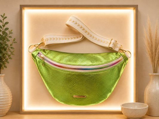 Sac banane cuir vegan vert vibrant