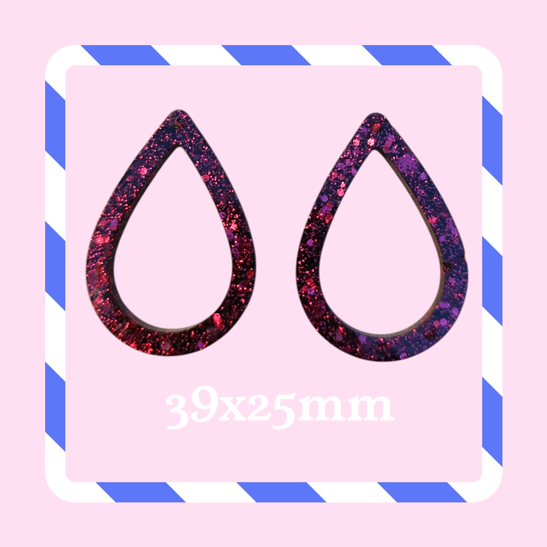 Charms gouttes (ou inversé) paillettes prune aubergine