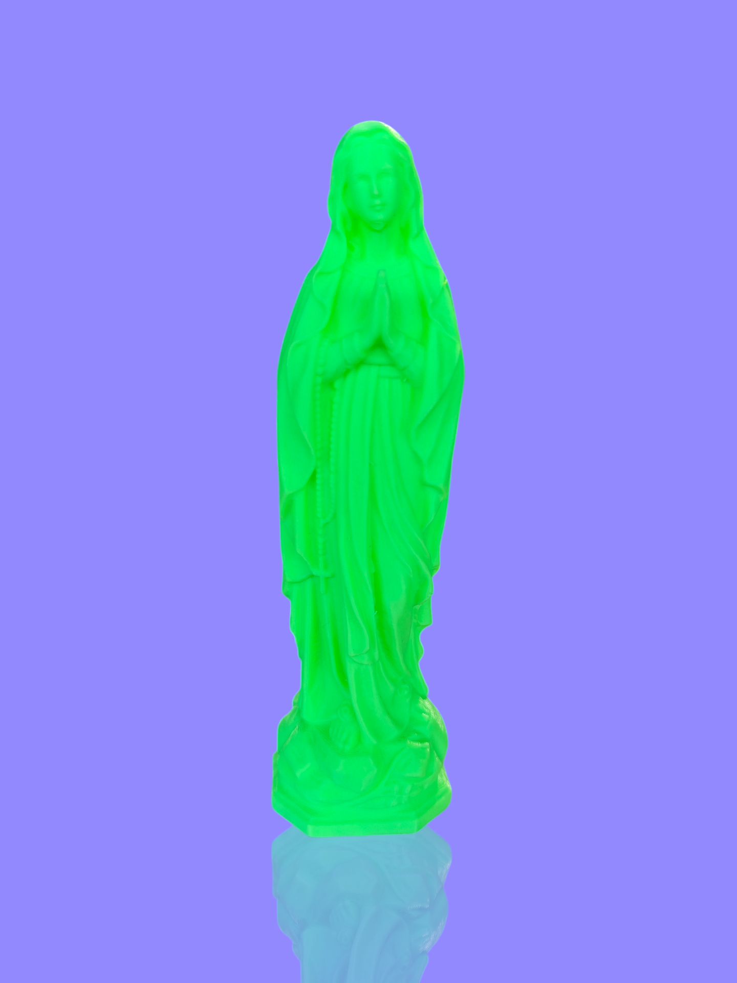 Statue pop vierge Marie vert fluo