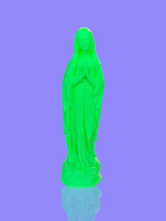 Statue pop vierge Marie vert fluo