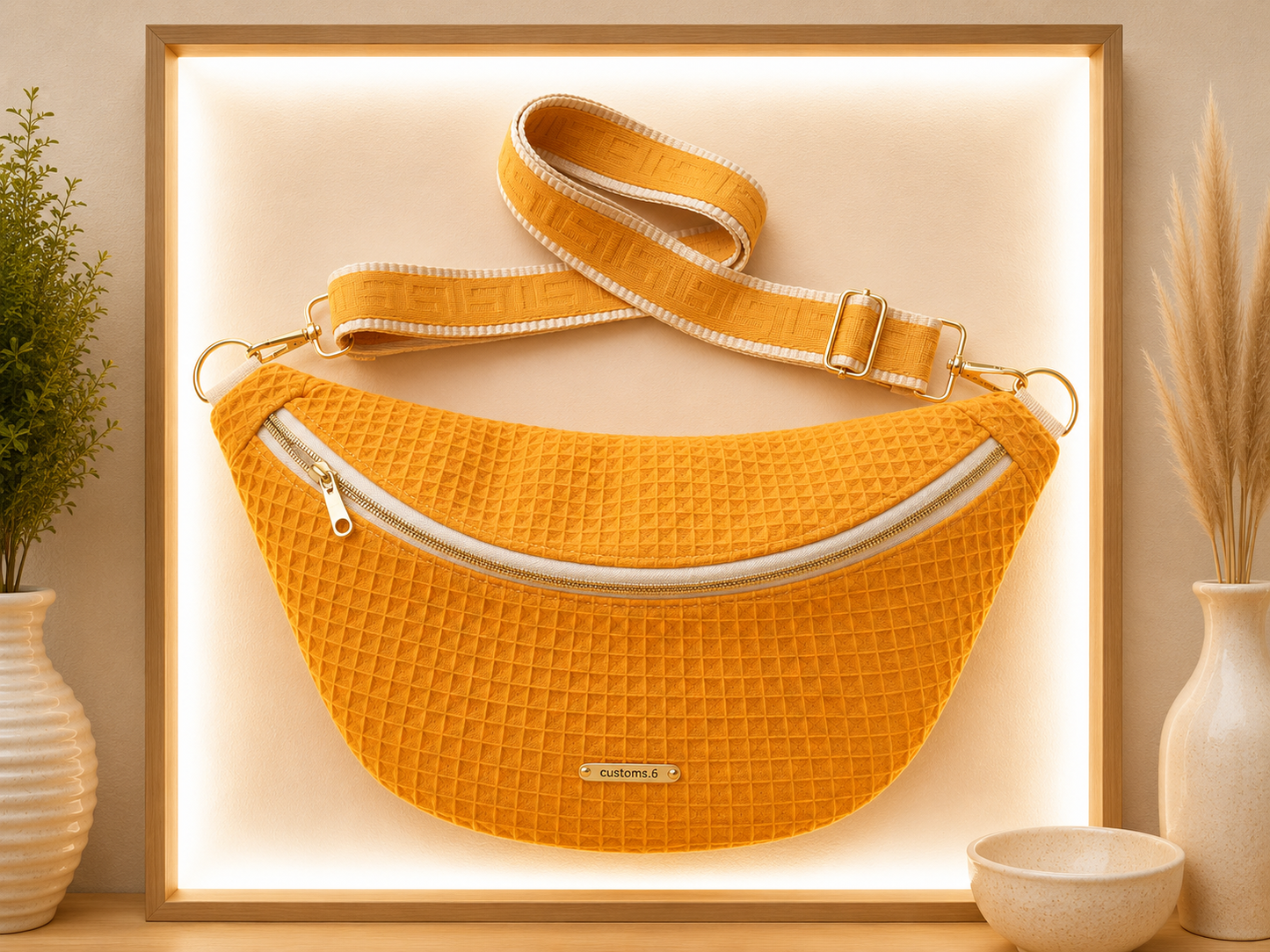 Sac banane nid d'abeilles jaune moutarde