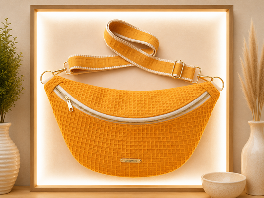 Sac banane nid d'abeilles jaune moutarde