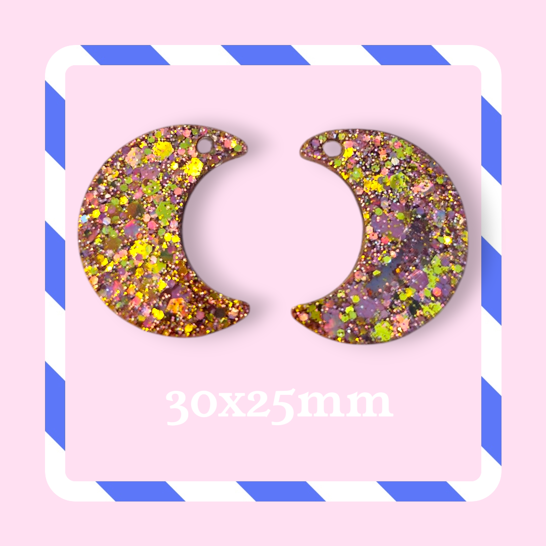 Charms lune paillettes doré cuivre