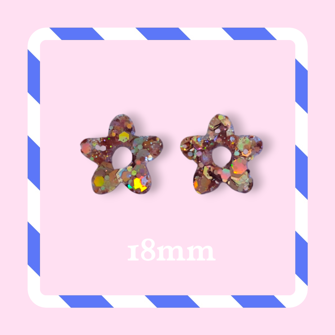 Charms petites fleurs paillettes champagne bronze