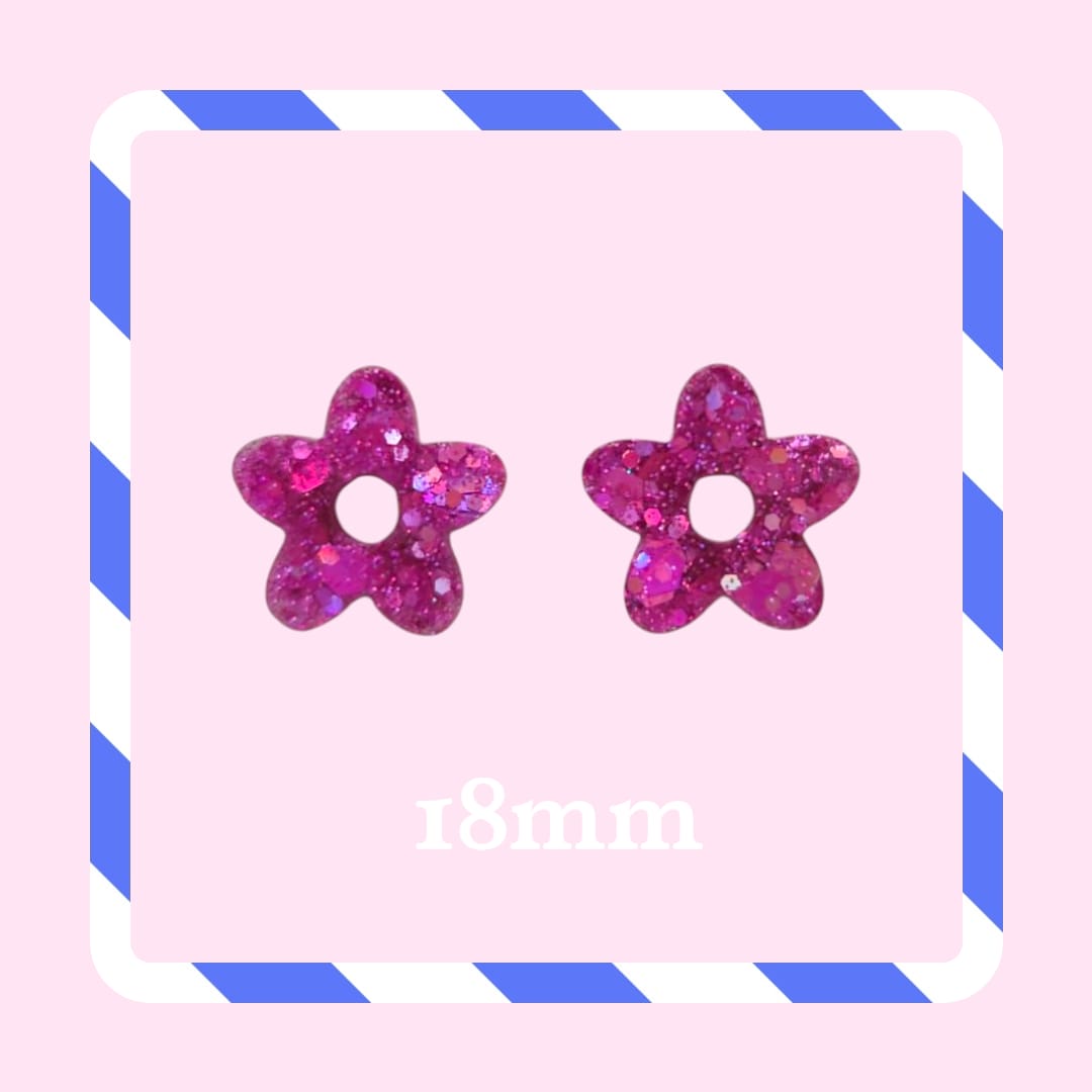 Charms petites fleurs paillettes rose violine