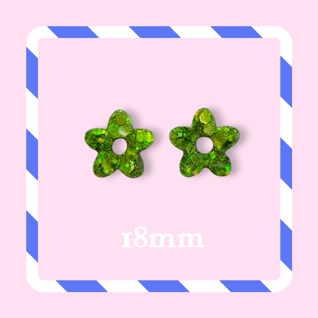 Charms petites fleurs paillettes vert tropical