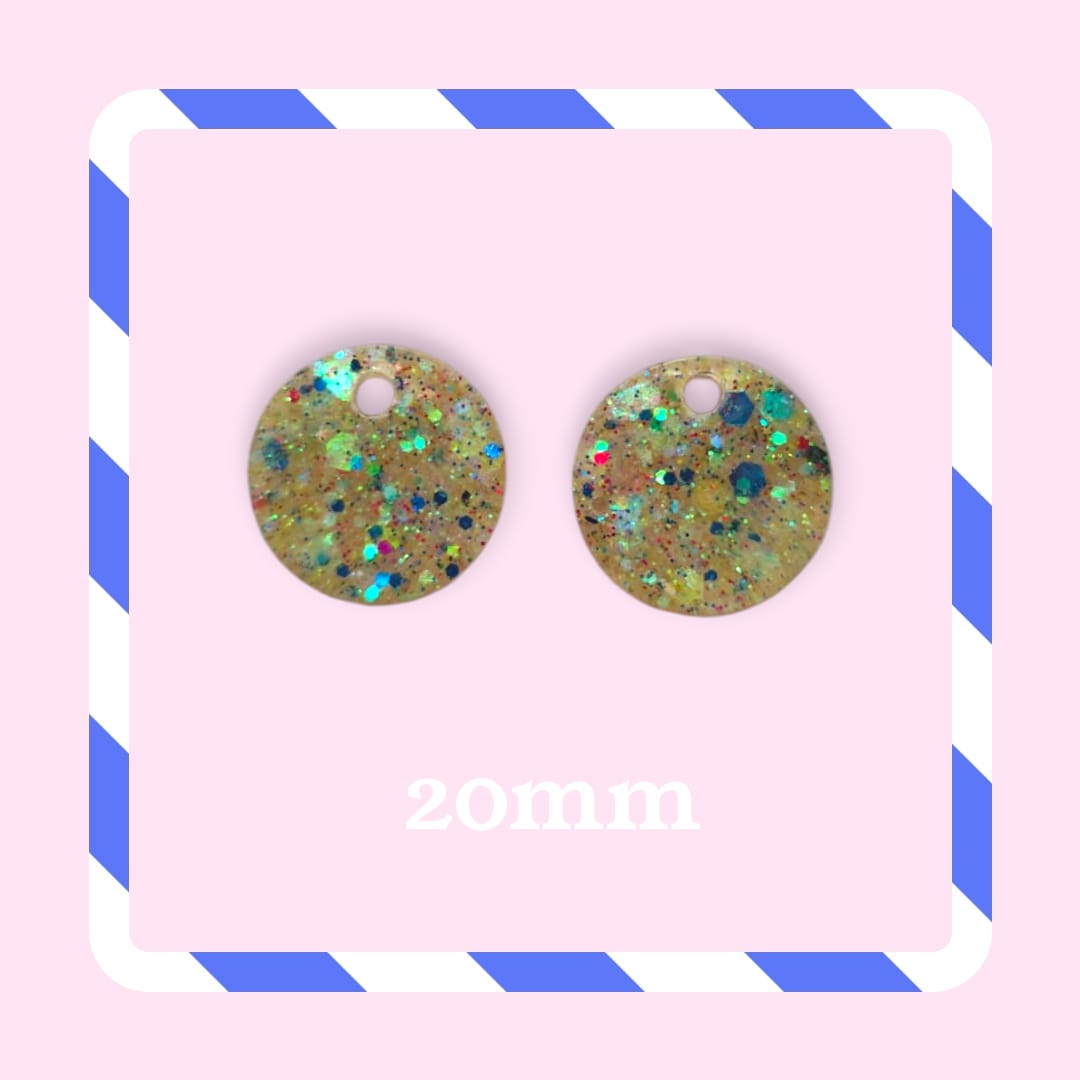 Charms rond paillettes vert jaune éclat bleu scintillant