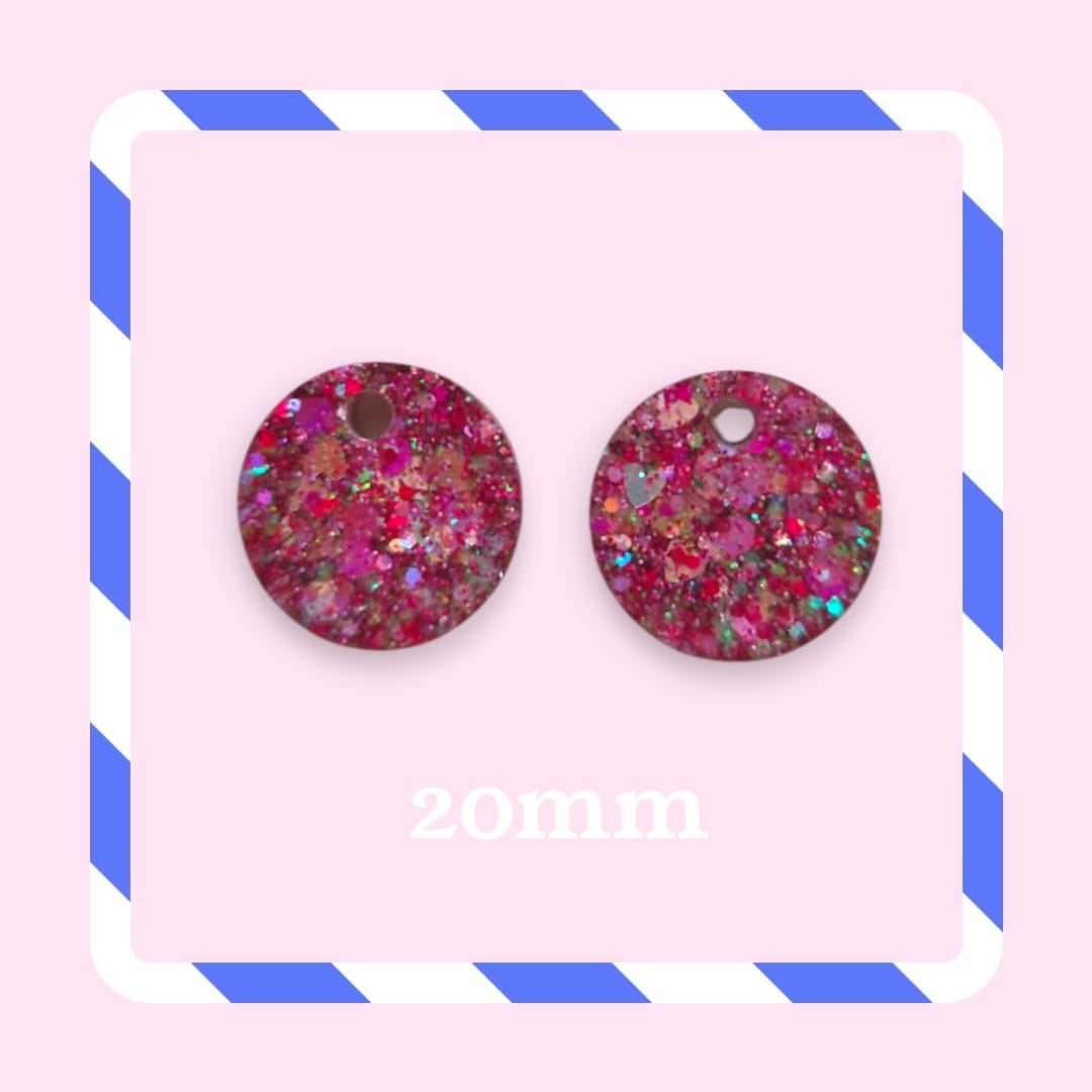 Charms rond paillettes rose fushia multicolore