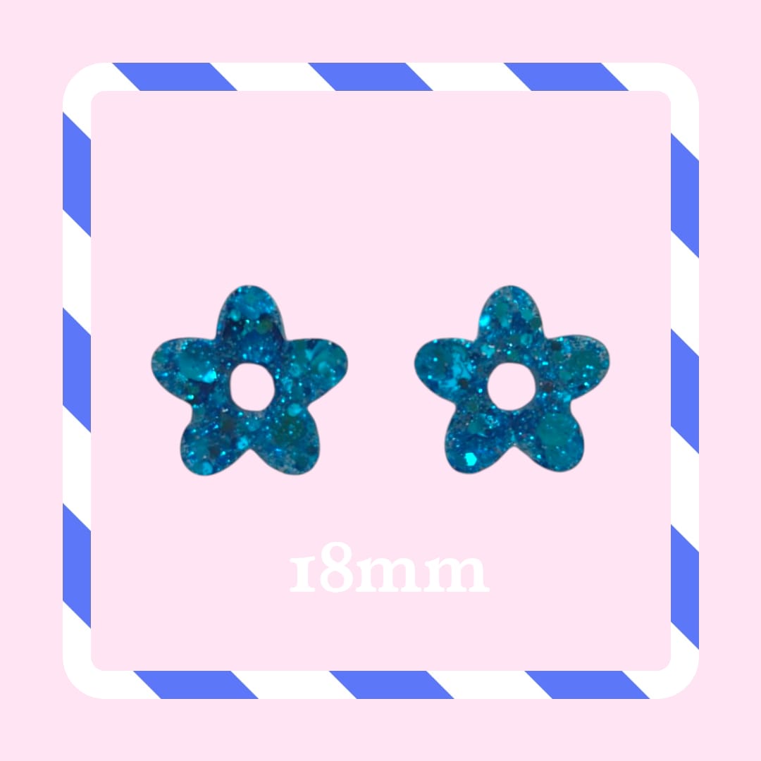 Charms petites fleurs paillettes bleu océan
