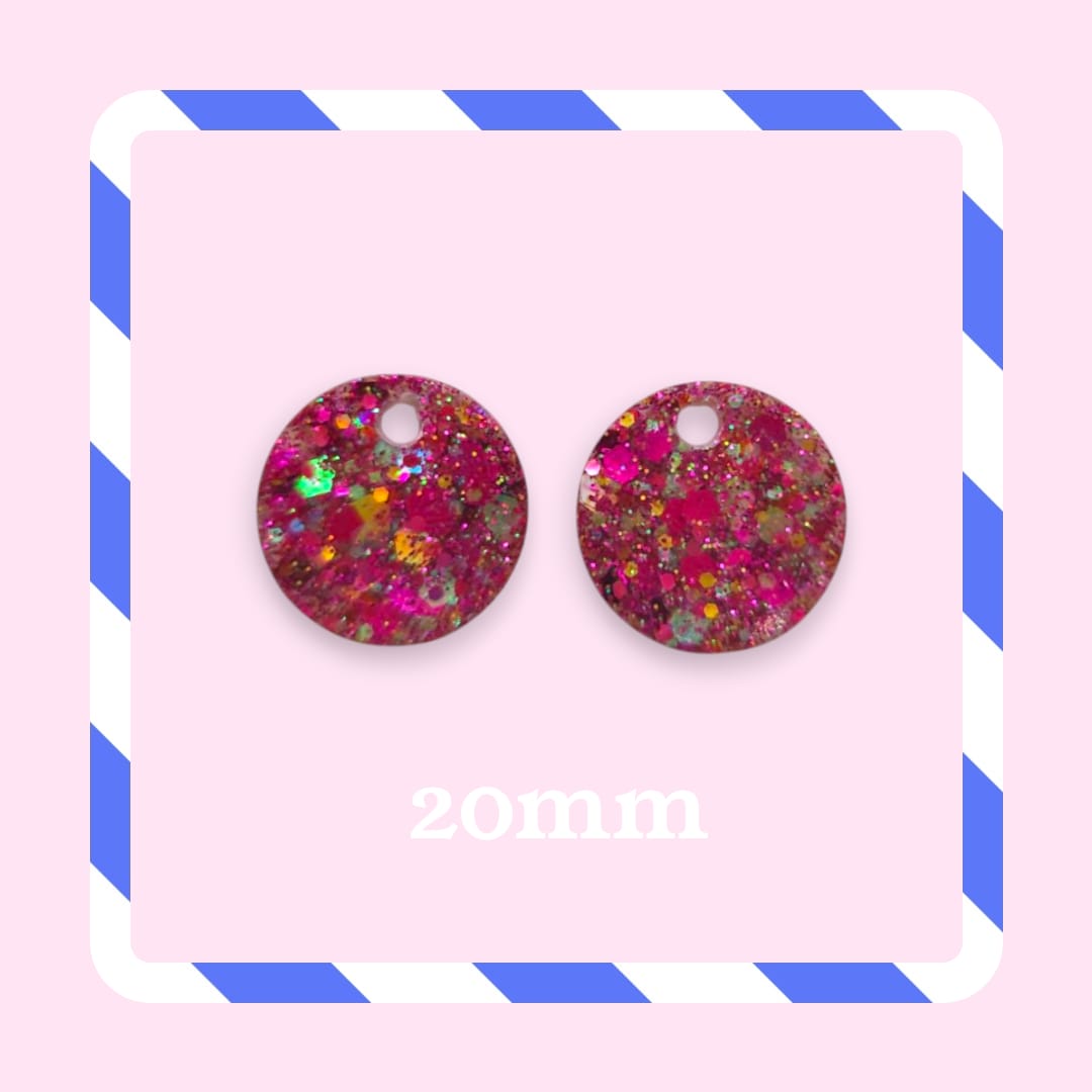 Charms rond paillettes fushia éclat multicolore