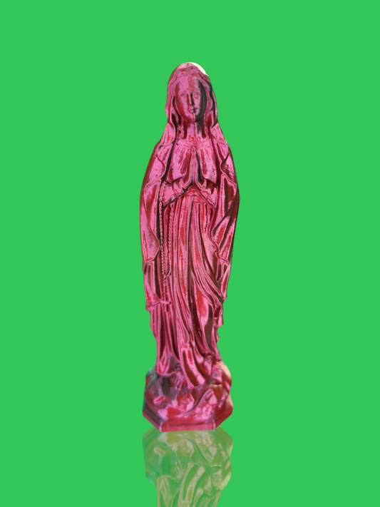 Statue pop vierge Marie vert rouge