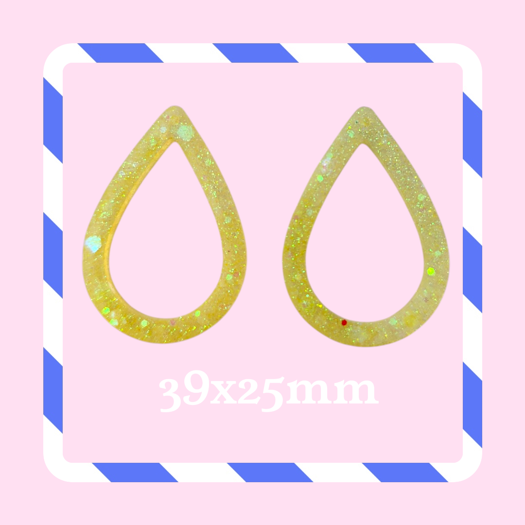 Charms gouttes (ou inversé) paillettes jaune