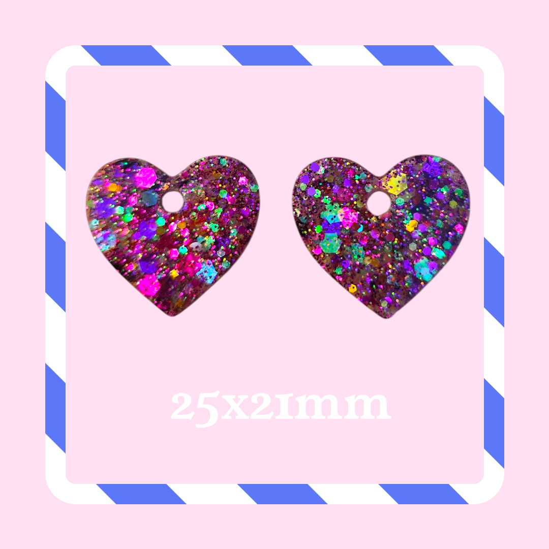 Charms coeur paillettes violet multicolore