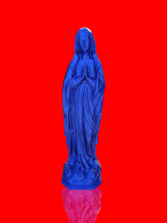 Statue pop vierge Marie bleu pailletté