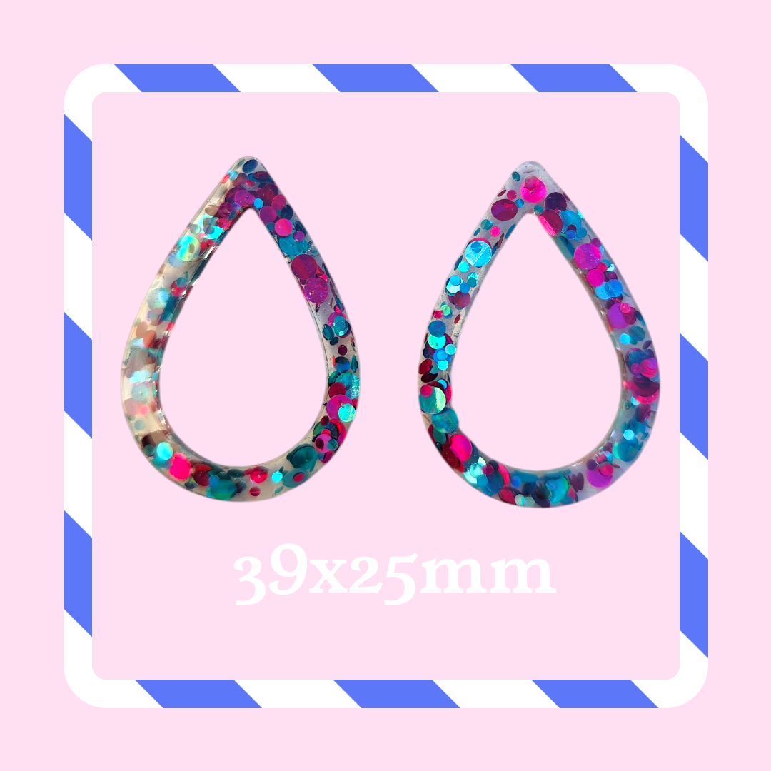 Charms gouttes (ou inversé) pastilles fushia turquoise