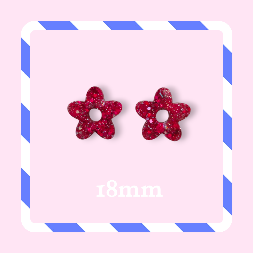 Charms petites fleurs paillettes fushia