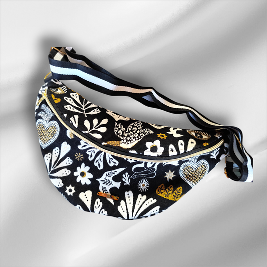 Sac banane tissu mystique noir doré