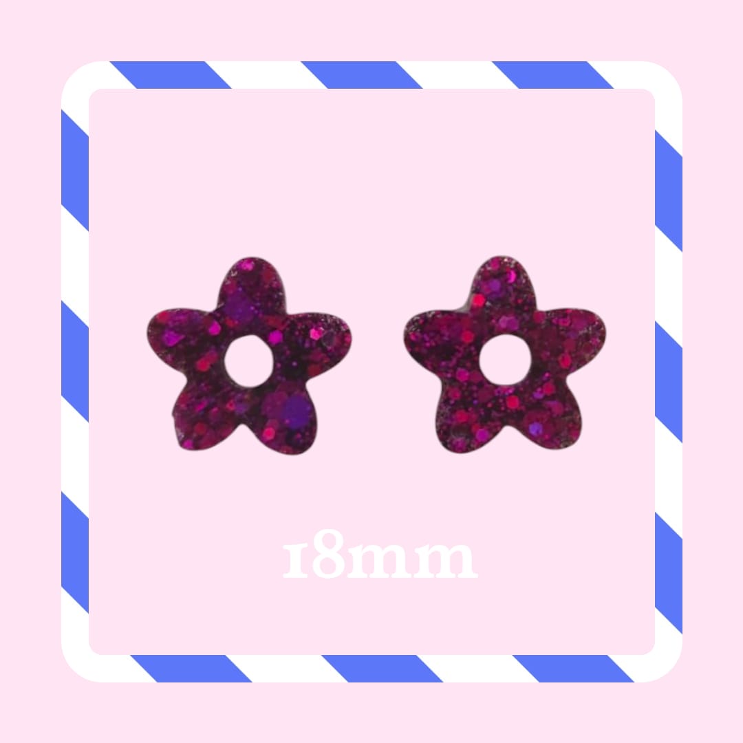 Charms petites fleurs paillettes prune aubergine