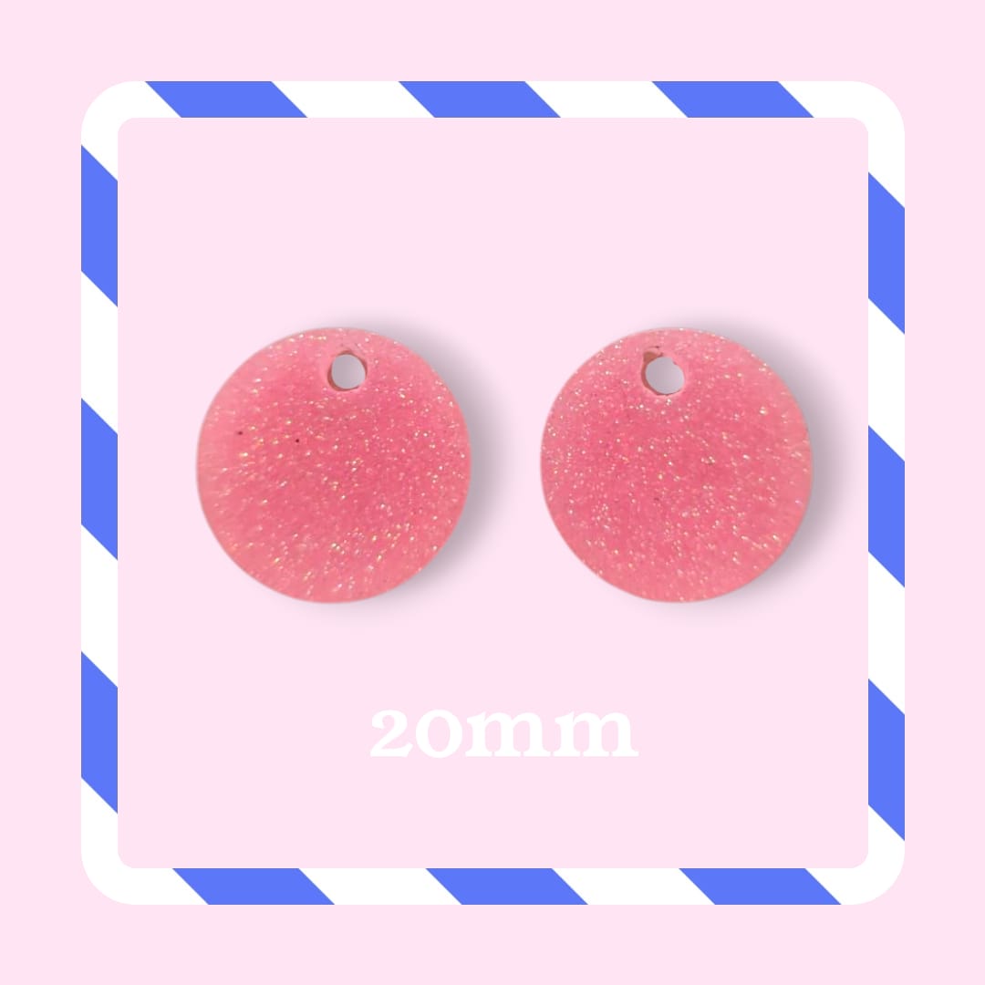 Charms rond paillettes rose bubblegum