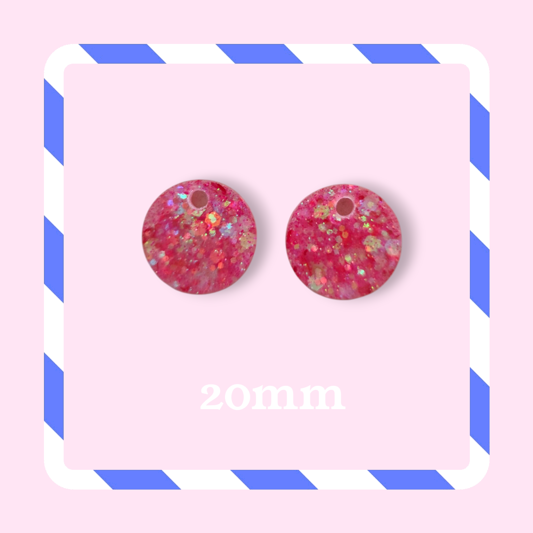 Charms rond paillettes rose peps