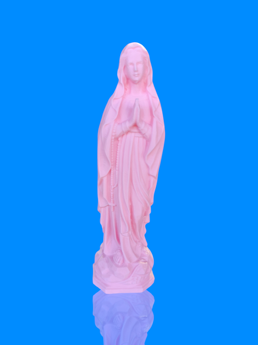 Statue pop vierge Marie rose pastel