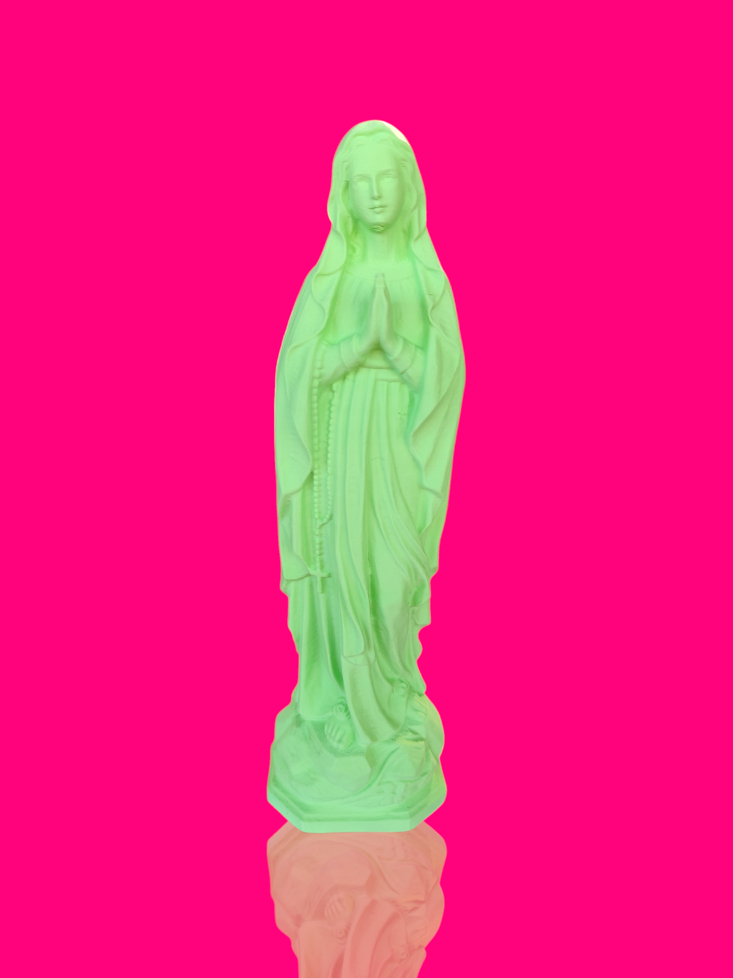 Statue pop vierge Marie vert pastel