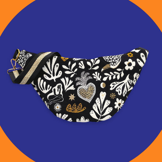 Sac banane tissu mystique noir doré
