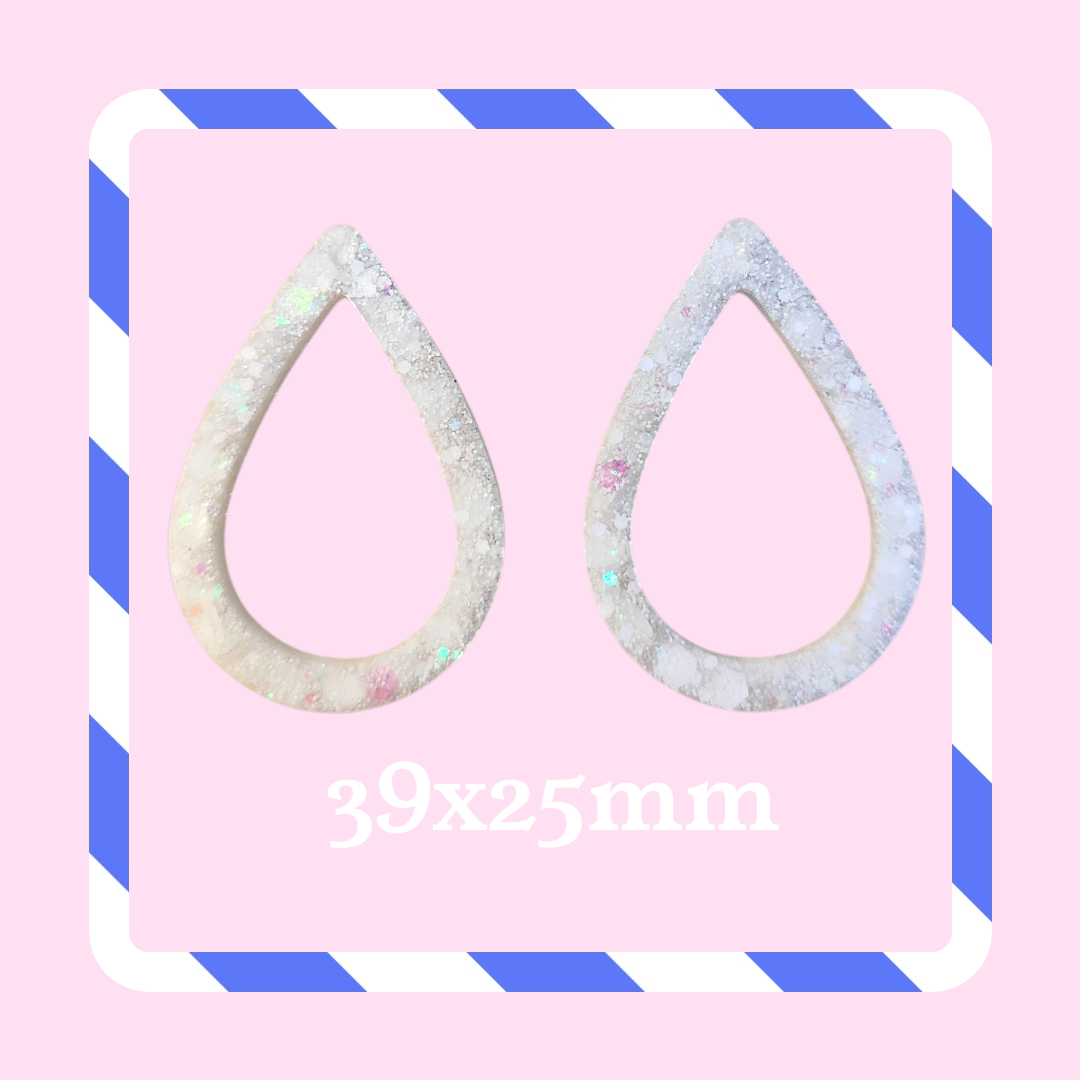 Charms gouttes (ou inversé) paillettes blanc scintillant