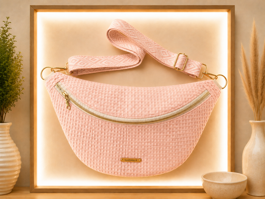 Sac banane nid d'abeilles rose clair